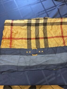Burberry Yellow, Blue Plaid Lightweight Scarf